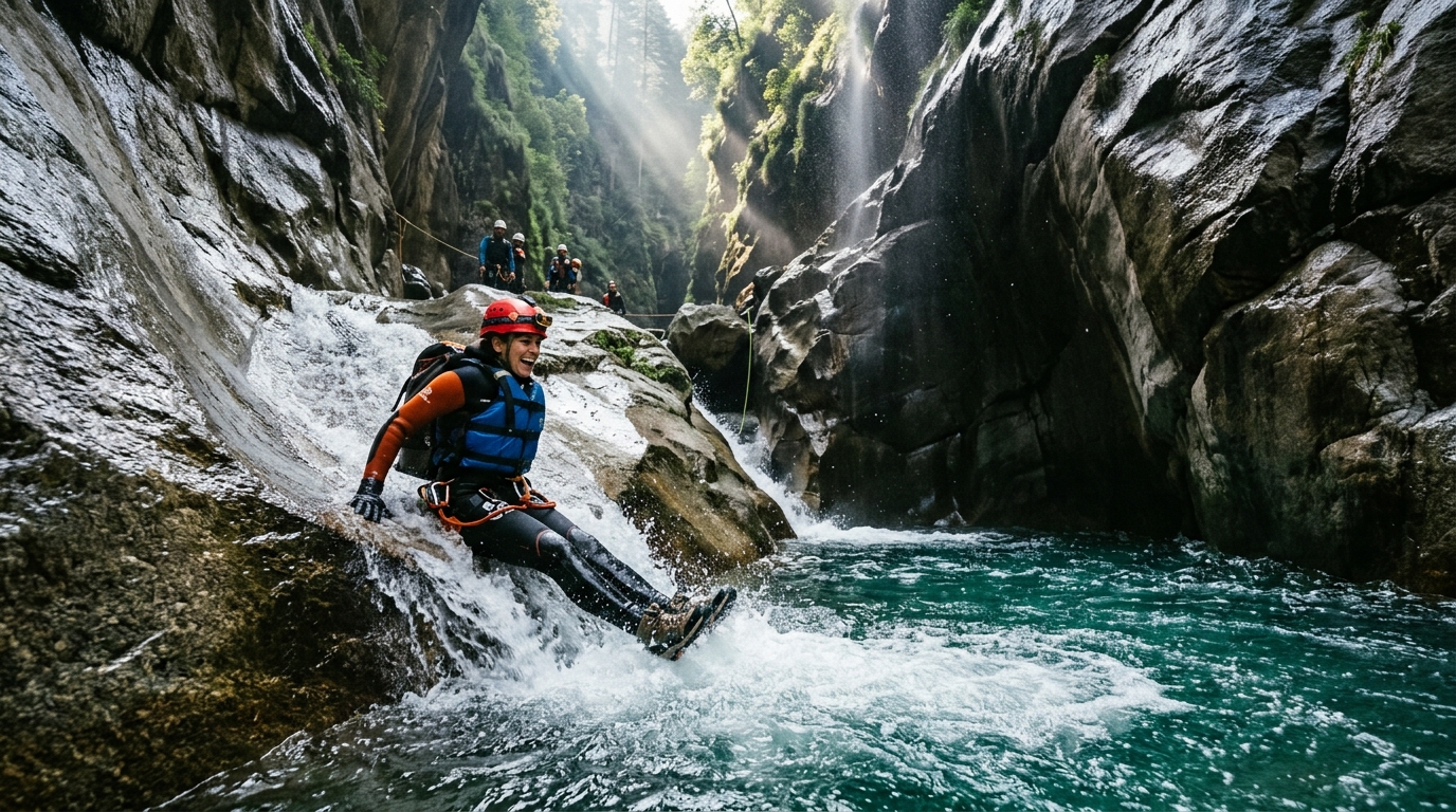 Extreme Mountain Canyoning & Natural Gorge Water Slide Expedition - Full Day Expedition with cravel.in